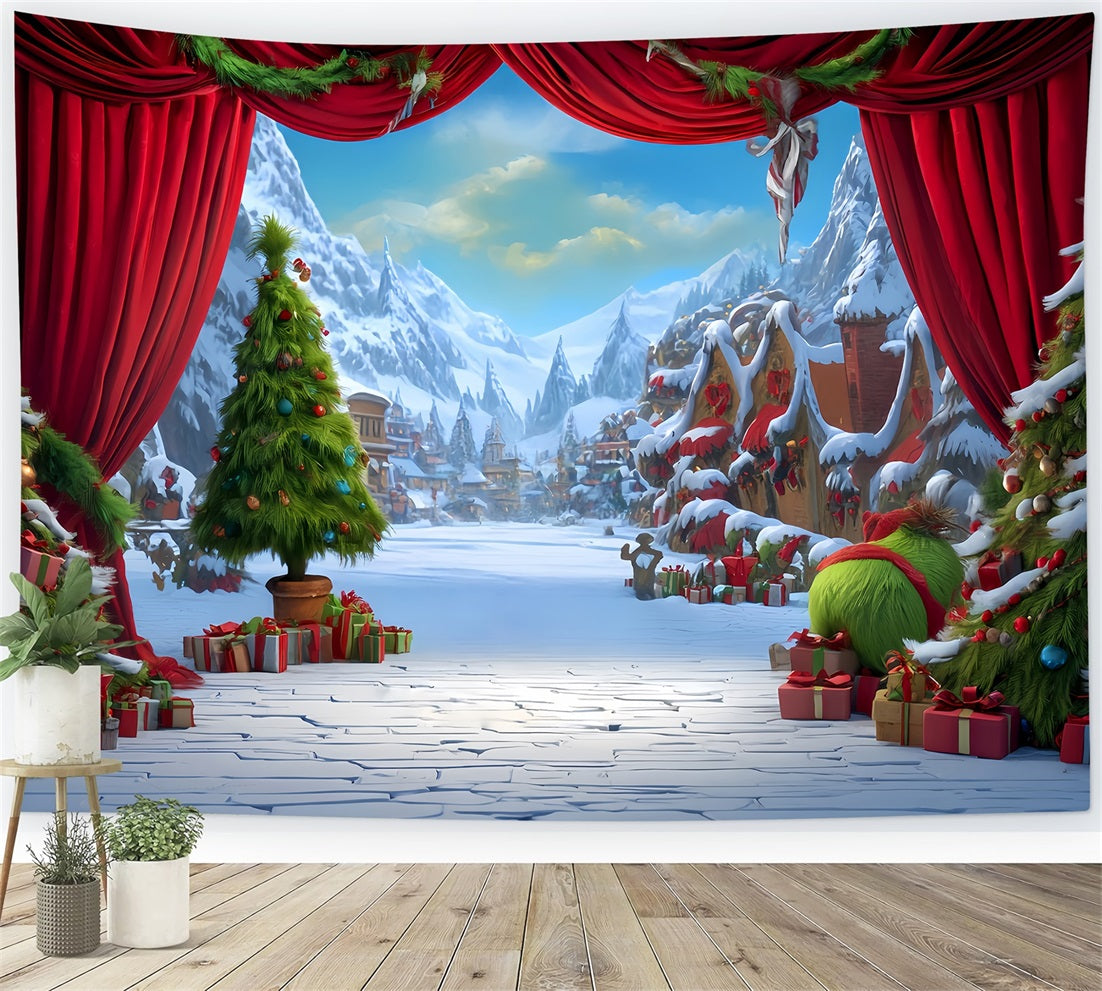 Grinch-Hintergrund Whoville Festliche Winterb¨¹hne Weihnachtsfoto-Hintergr¨¹nde TWW510-83