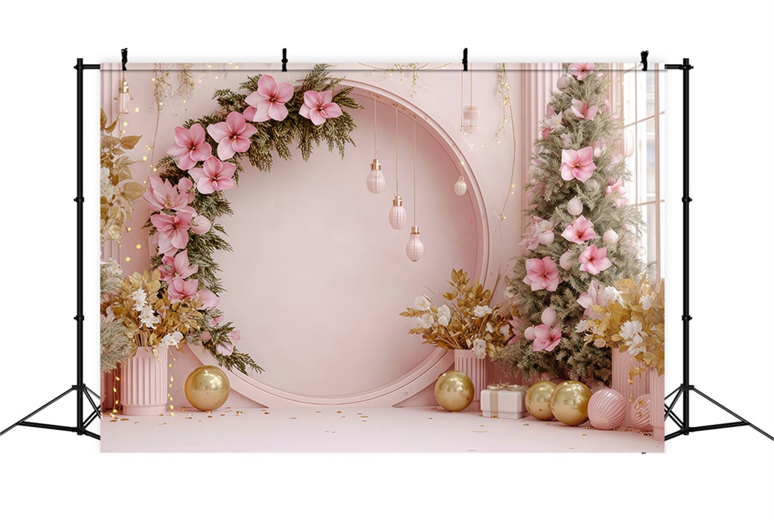 Weihnachtswand-Hintergrund Blush Floral Holiday Arch Weihnachtshintergr¨¹nde im Angebot TWW510-84