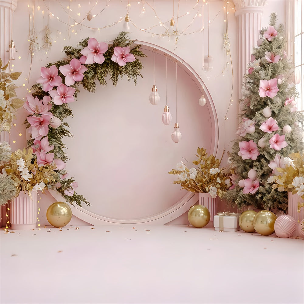 Weihnachtswand-Hintergrund Blush Floral Holiday Arch Weihnachtshintergr¨¹nde im Angebot TWW510-84