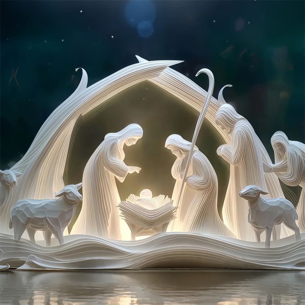 Krippen-Hintergrund Papierskulptur Heilige Geburt Weihnachtshintergrund TWW510-86