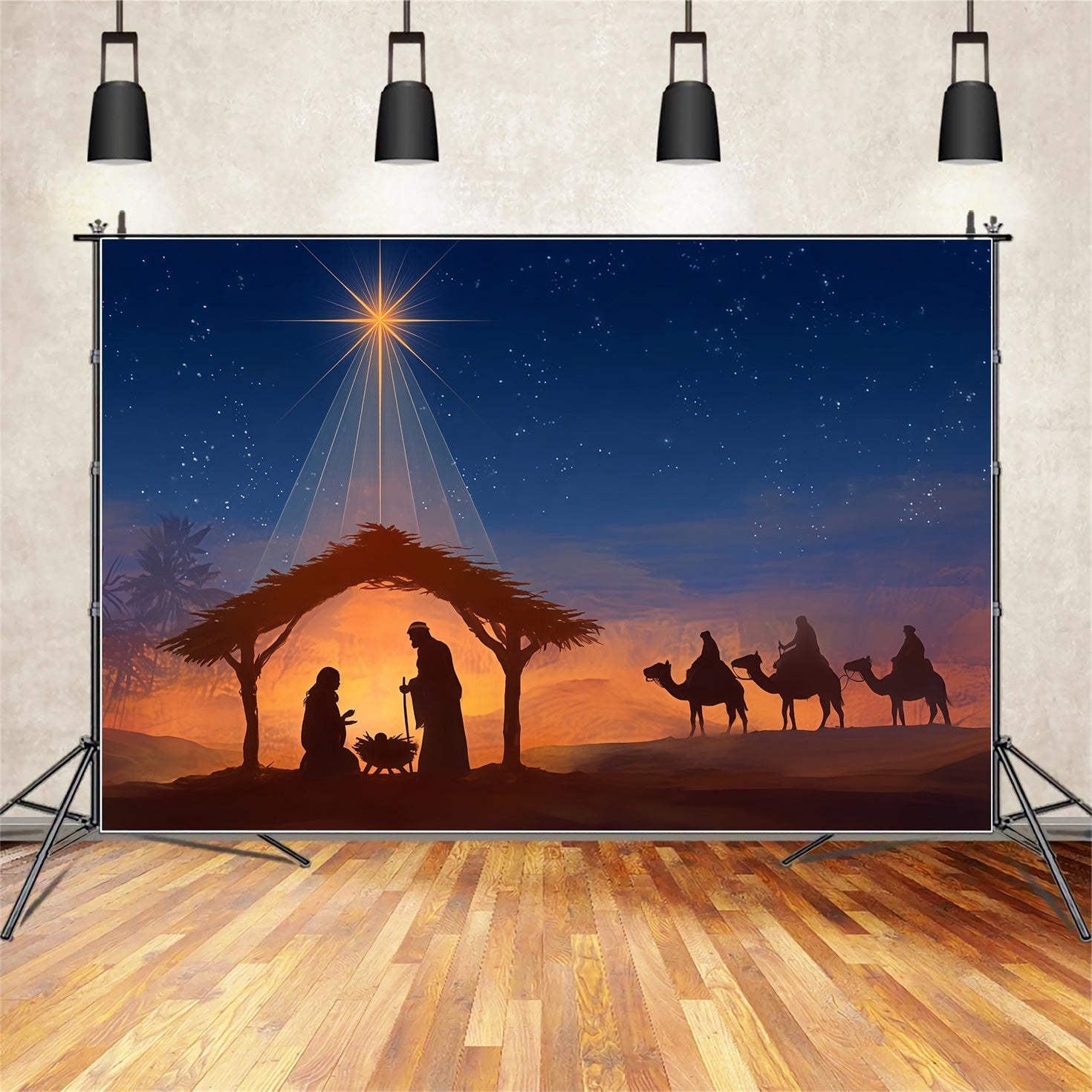 Krippen-Hintergrund Bethlehem-Stern Nachtreise Weihnachts-Hintergrund TWW510-88