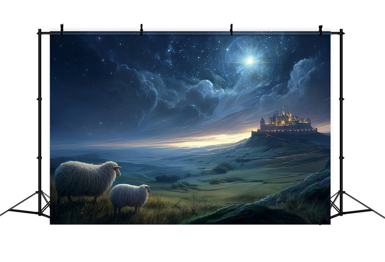 Krippen-Hintergrund Hirten beobachten fernes Licht Weihnachts-Hintergr¨¹nde TWW510-89