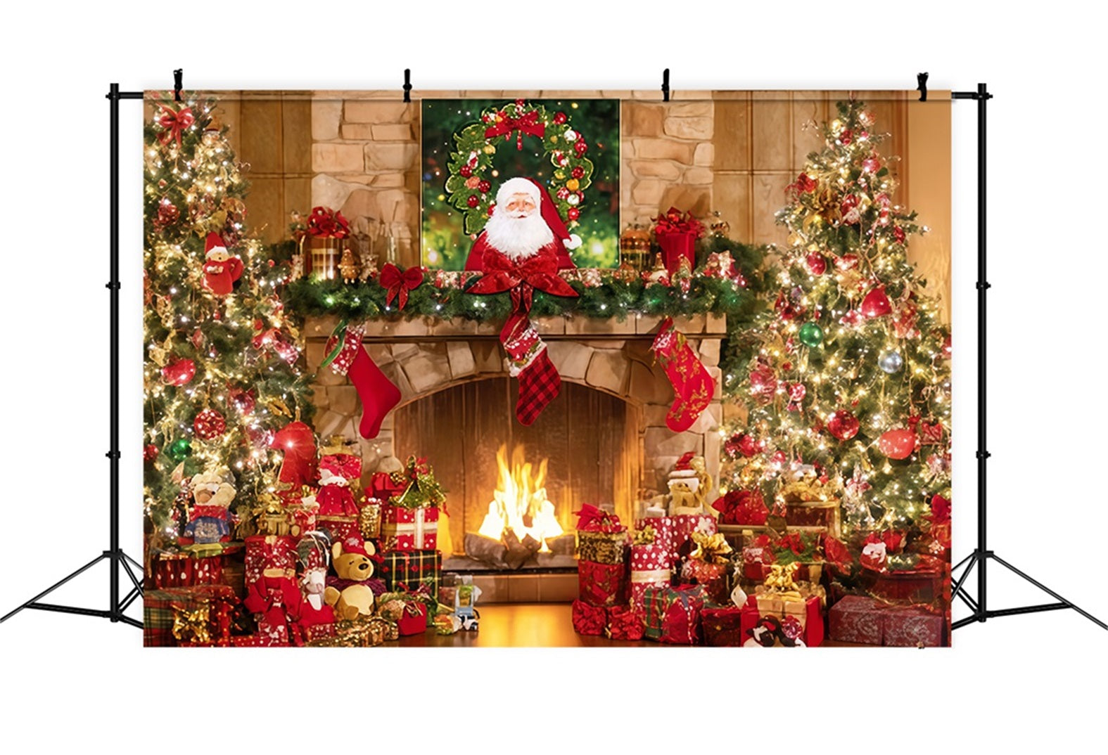 Weihnachtsmann-Hintergrund Kaminstr¨¹mpfe Geschenkbaum Weihnachts-Hintergrund-Ideen TWW510-93