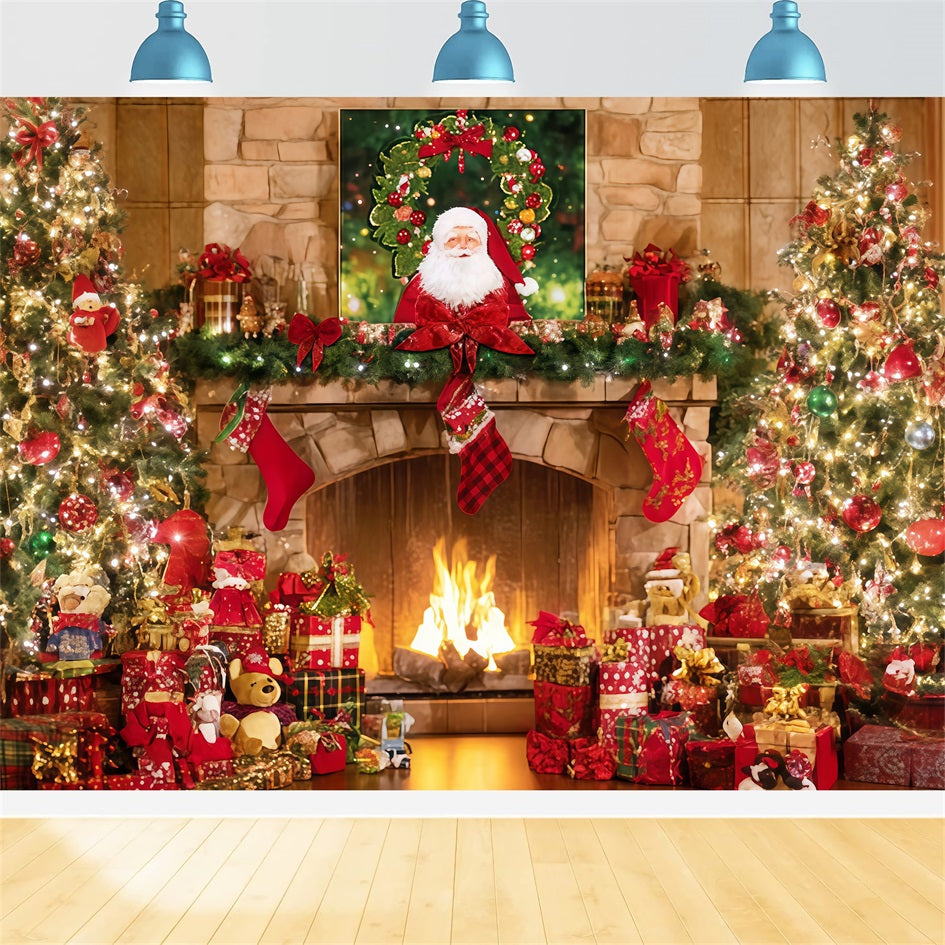 Weihnachtsmann-Hintergrund Kaminstr¨¹mpfe Geschenkbaum Weihnachts-Hintergrund-Ideen TWW510-93