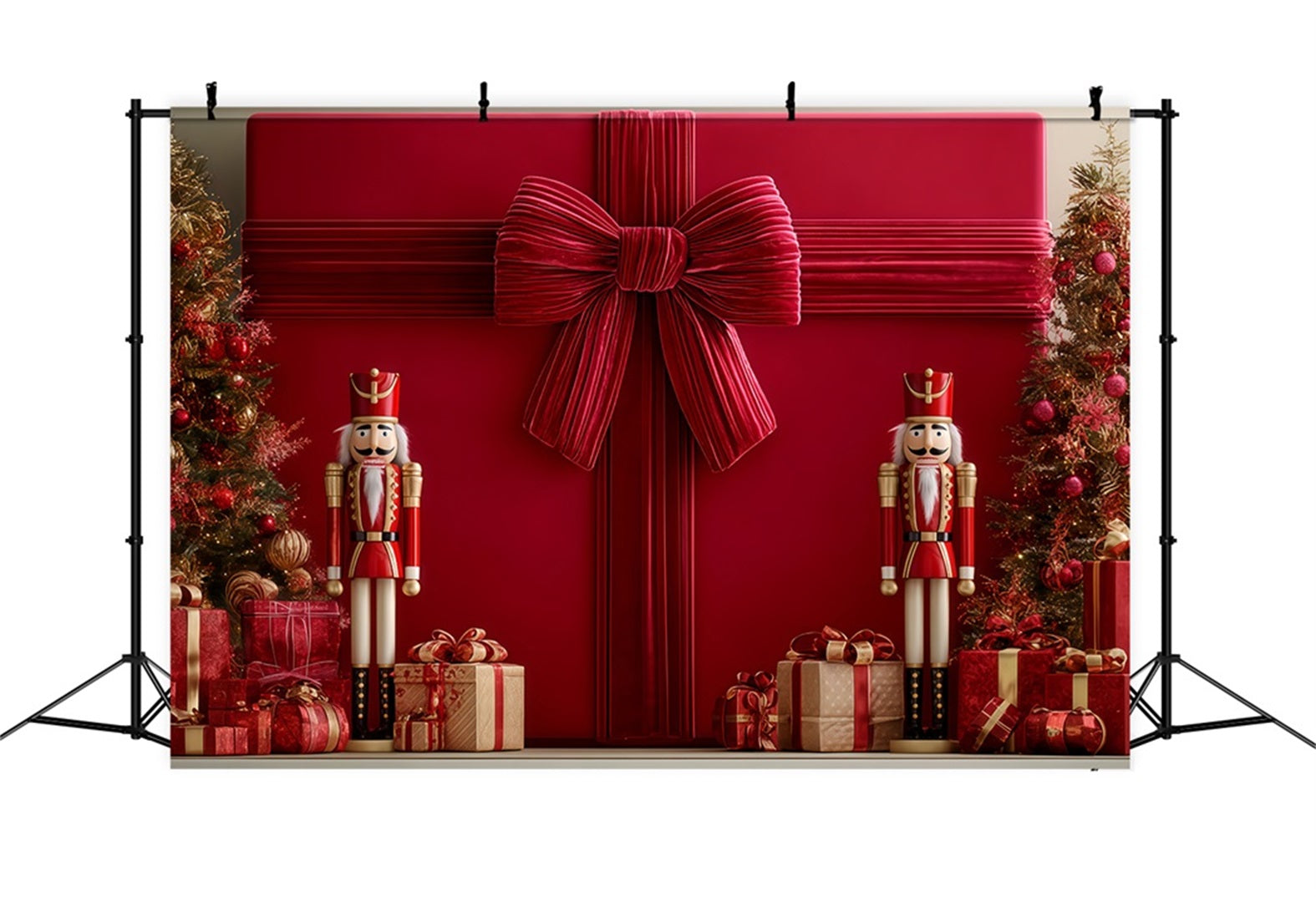 Riesenschleifen-Hintergrund Riesiges Geschenk Nussknacker-Display Weihnachtshintergr¨¹nde TWW510-97