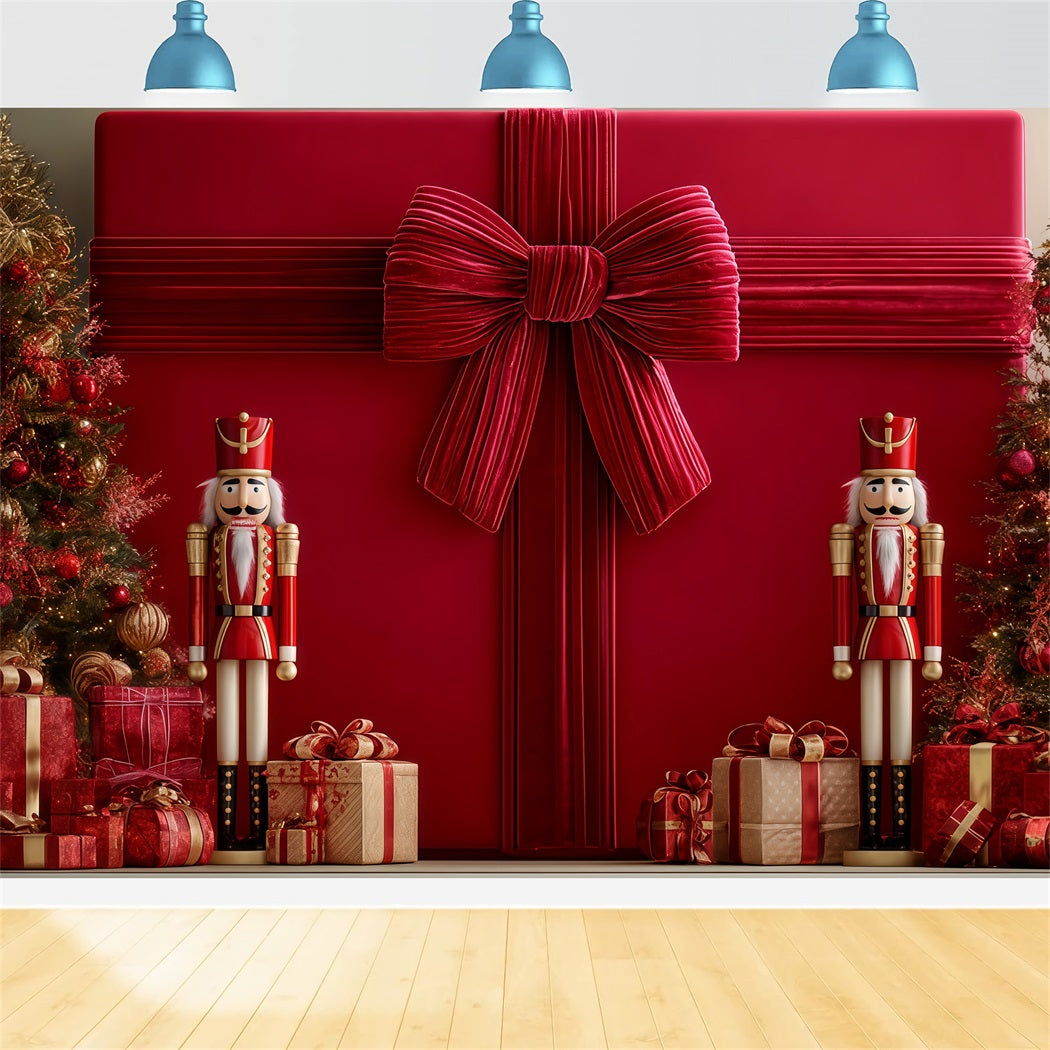Riesenschleifen-Hintergrund Riesiges Geschenk Nussknacker-Display Weihnachtshintergr¨¹nde TWW510-97