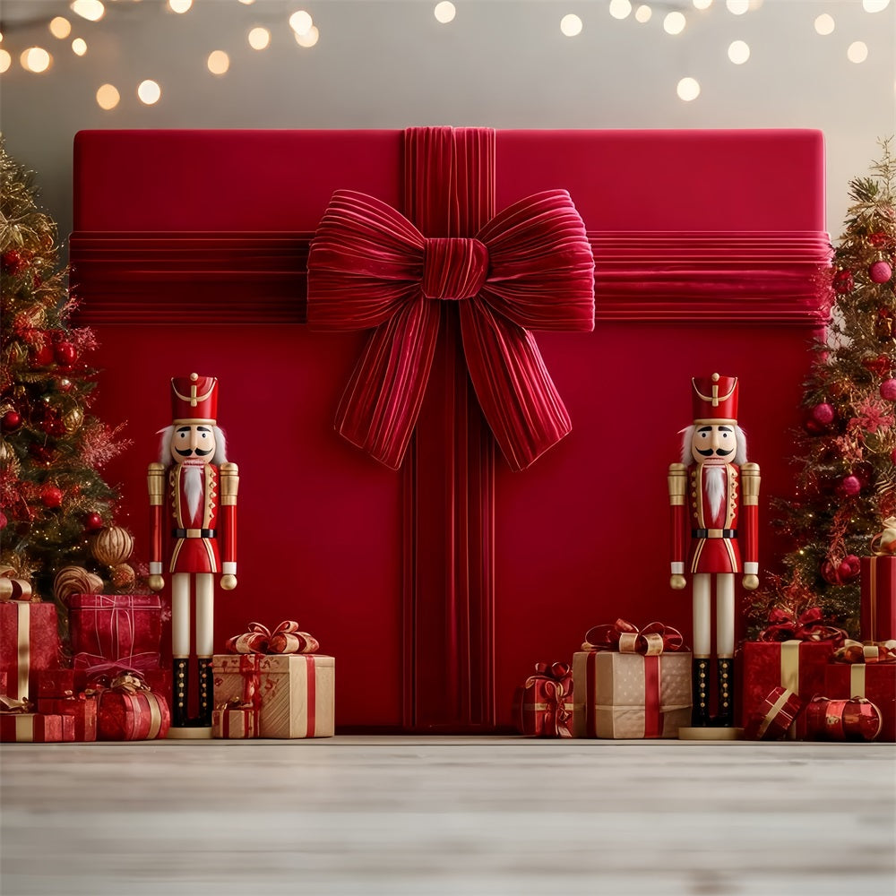 Riesenschleifen-Hintergrund Riesiges Geschenk Nussknacker-Display Weihnachtshintergr¨¹nde TWW510-97