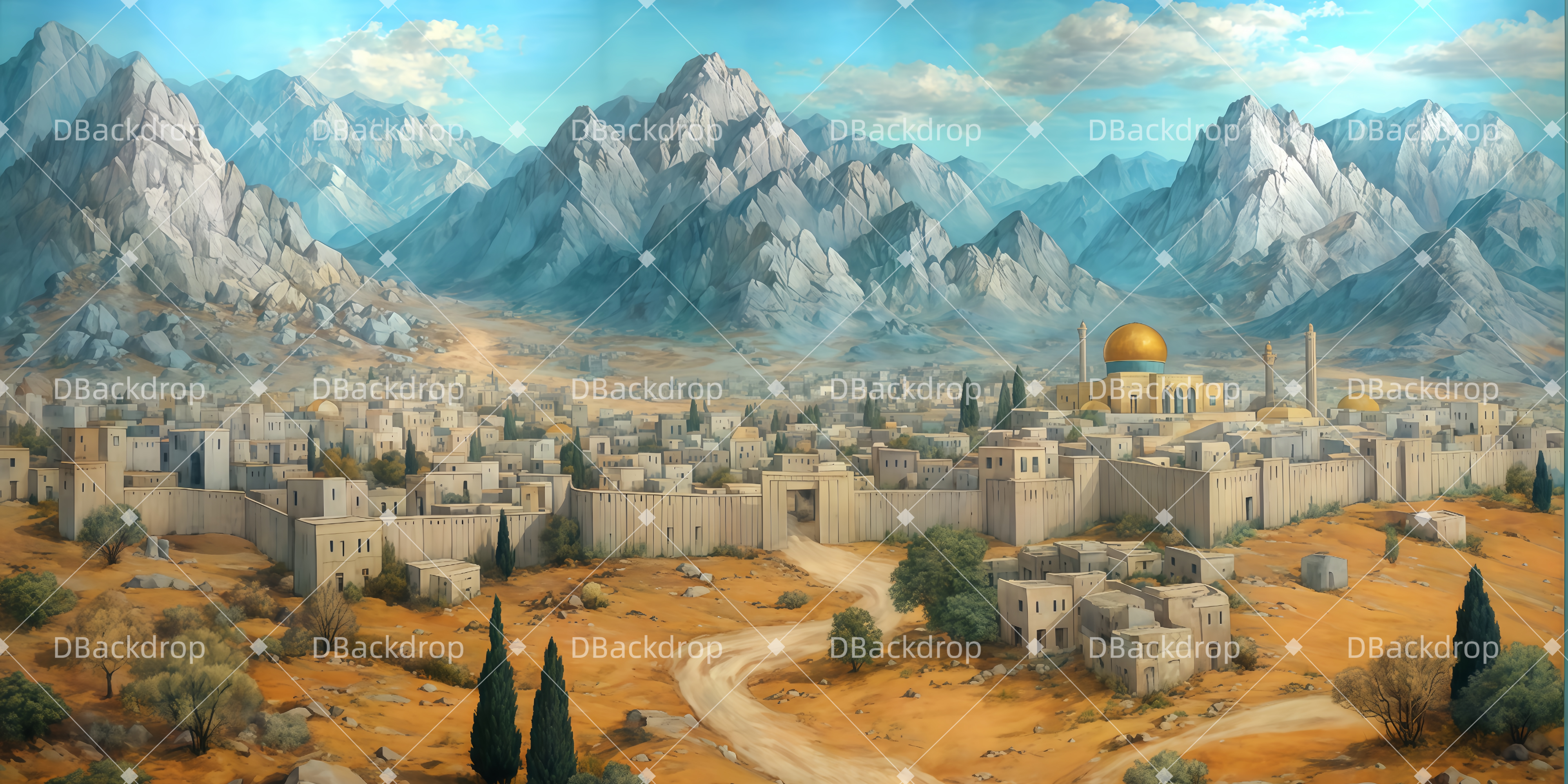 Bühne Theatervorhang Kleinstädte Theaterwand TWW510-T11