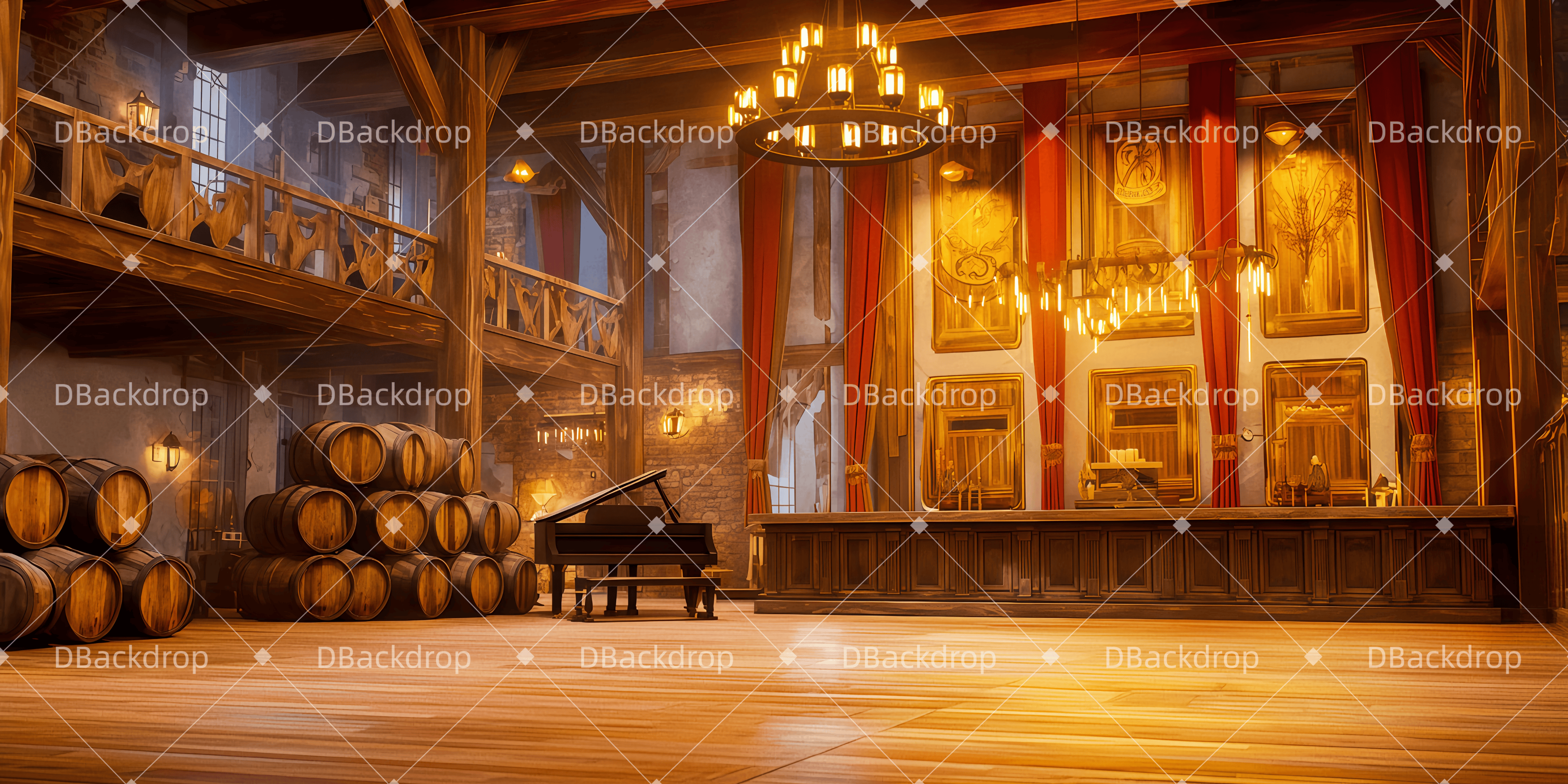 Theaterbühne Vorhang Innenraum des Saloons Theaterwand TWW511-T49