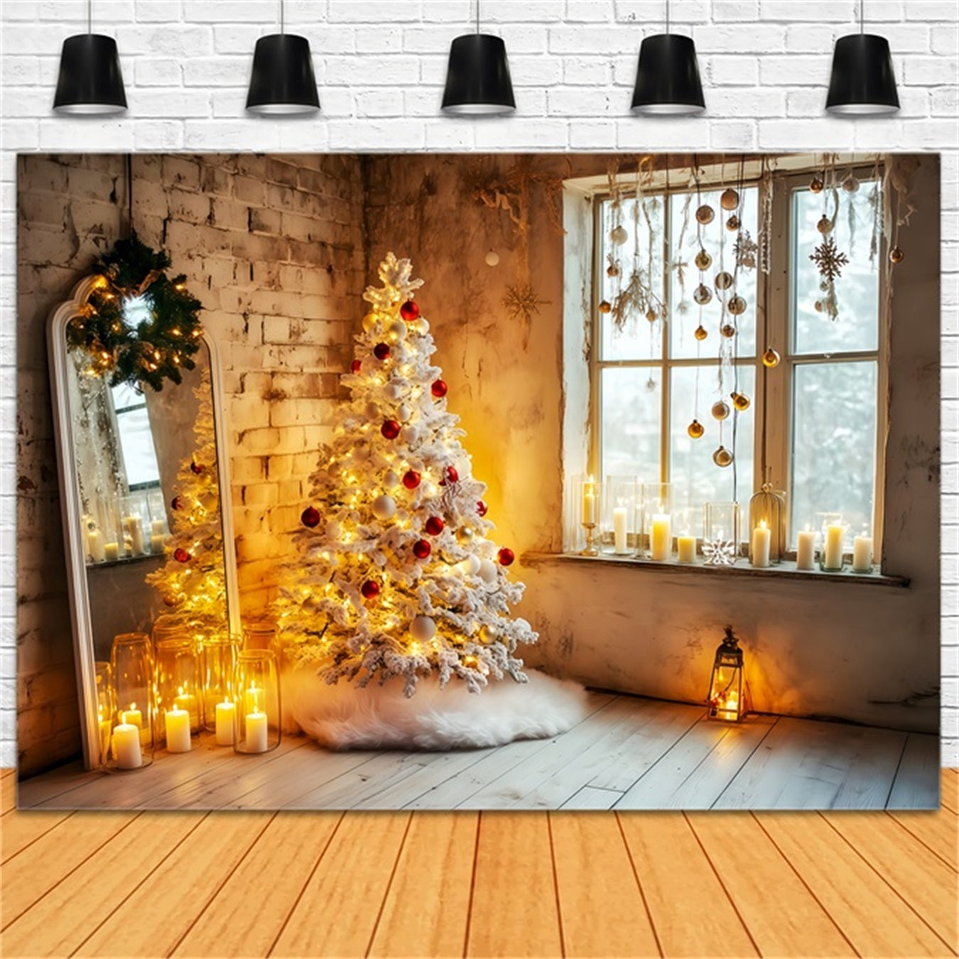 Neujahrs-Hintergrund Gemütliche Kerzen Weihnachtsbaum Frohes Neues Jahr Hintergrund TWW512-1
