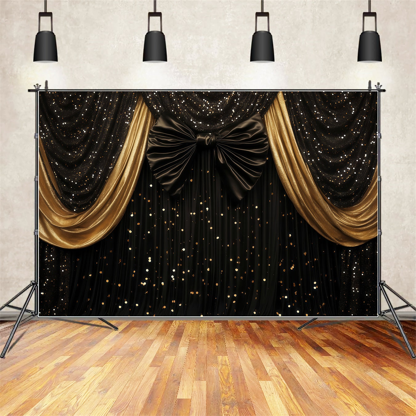 Neujahrsfotohintergrund Luxuriös drapierter schimmernder Bokeh-Hintergrund mit Goldglitter TWW512-19