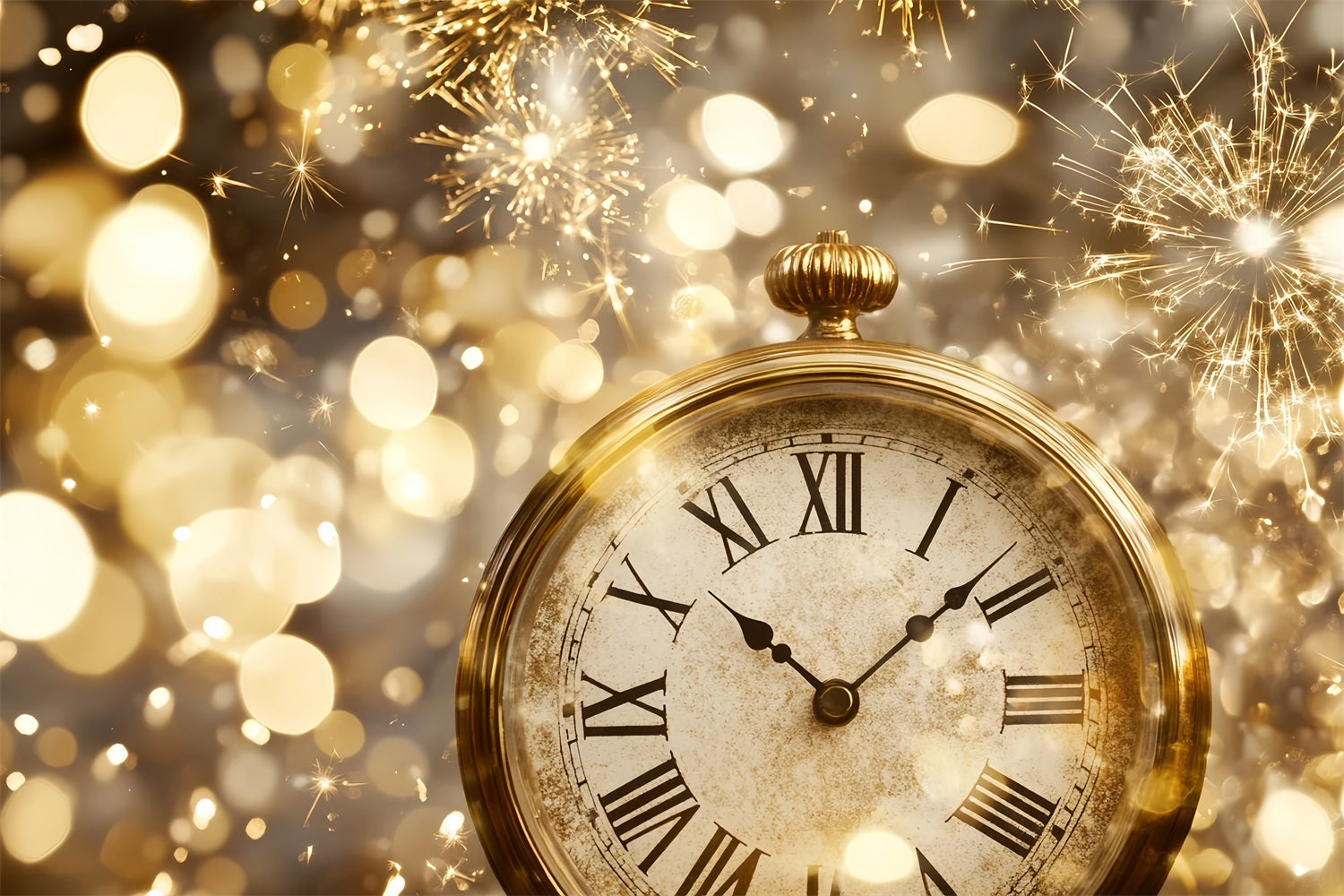 Neujahrshintergrund Countdown Goldglitter Feuerwerk Bokeh-Hintergrund TWW512-20