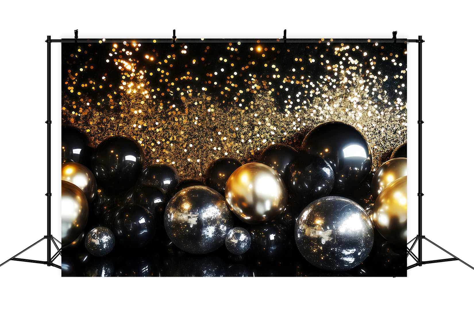 Neujahrs-Hintergrund Goldglitter Schimmer Bokeh Silvester-Ballon-Hintergrund TWW512-25