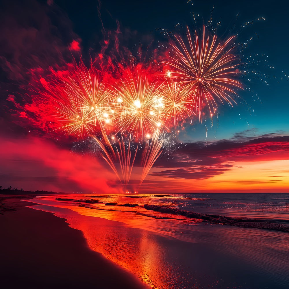 Frohes Neues Jahr Hintergrund Wolke Strand Feuerwerk Silvester Hintergrund TWW512-6