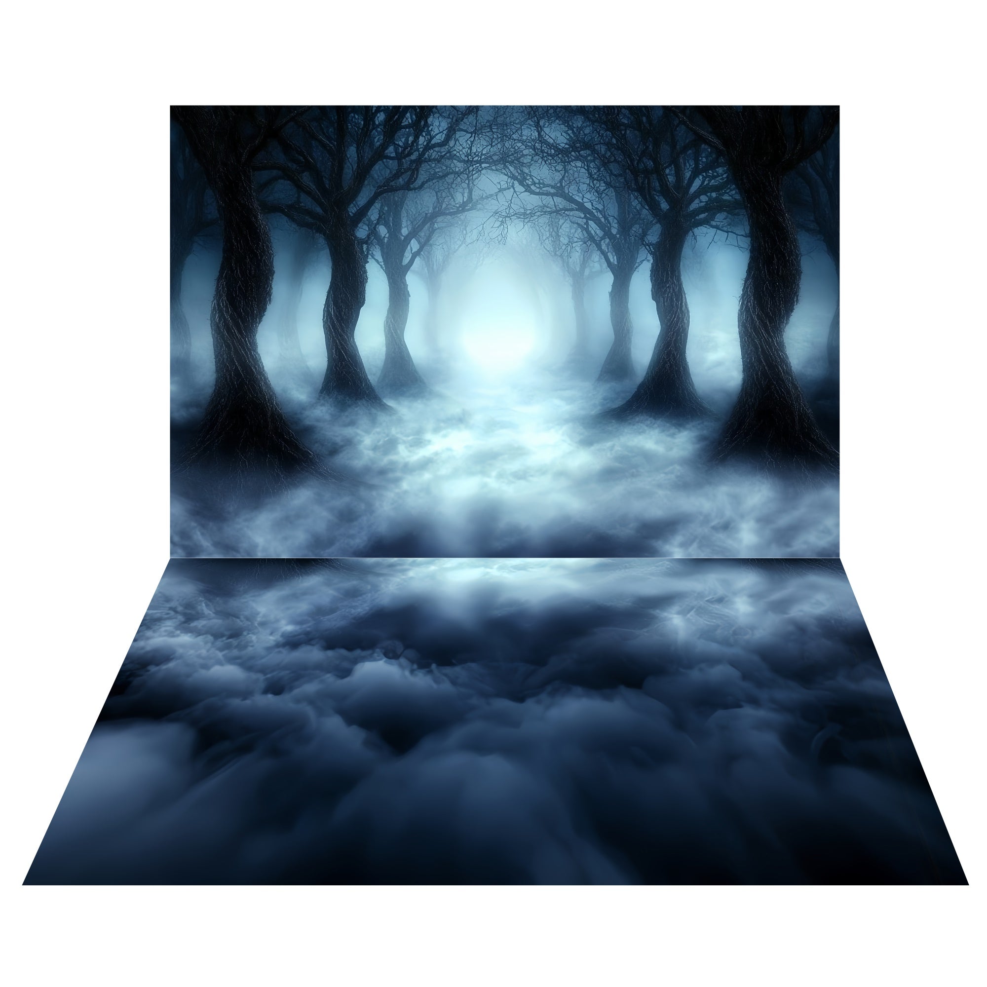 Nebel-Wald-Glühen-Hintergrund+Geisternebel-Boden-Hintergrund TWW57-58