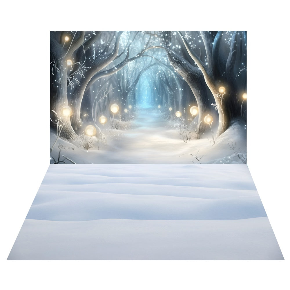 Enchanted Lighted Forest Hintergrund+Fantasy Snow Floor Backdrop TWW57-96