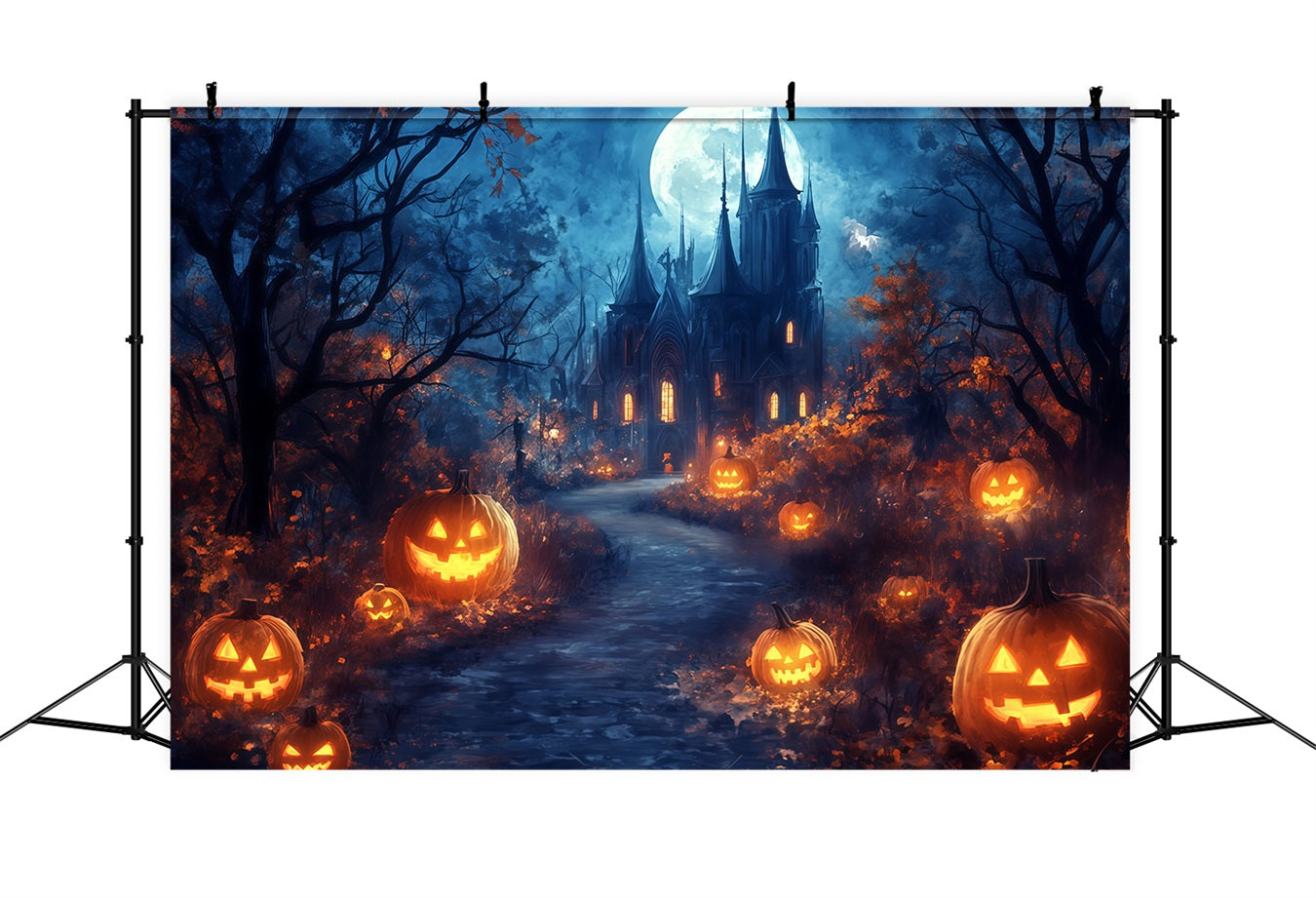 Halloween Moonschein Weg zum Kürbis Spukschloss Gruselige Halloween Kulisse TWW58-39