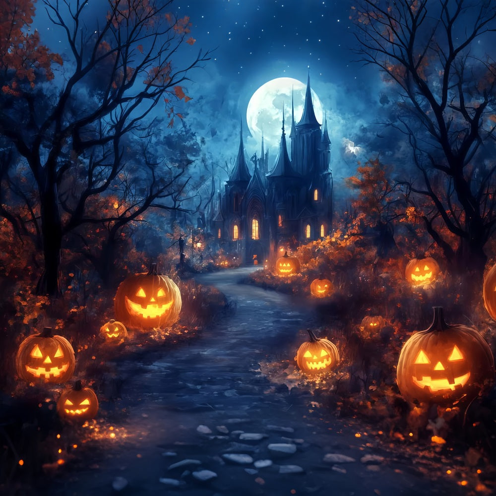 Halloween Moonschein Weg zum Kürbis Spukschloss Gruselige Halloween Kulisse TWW58-39