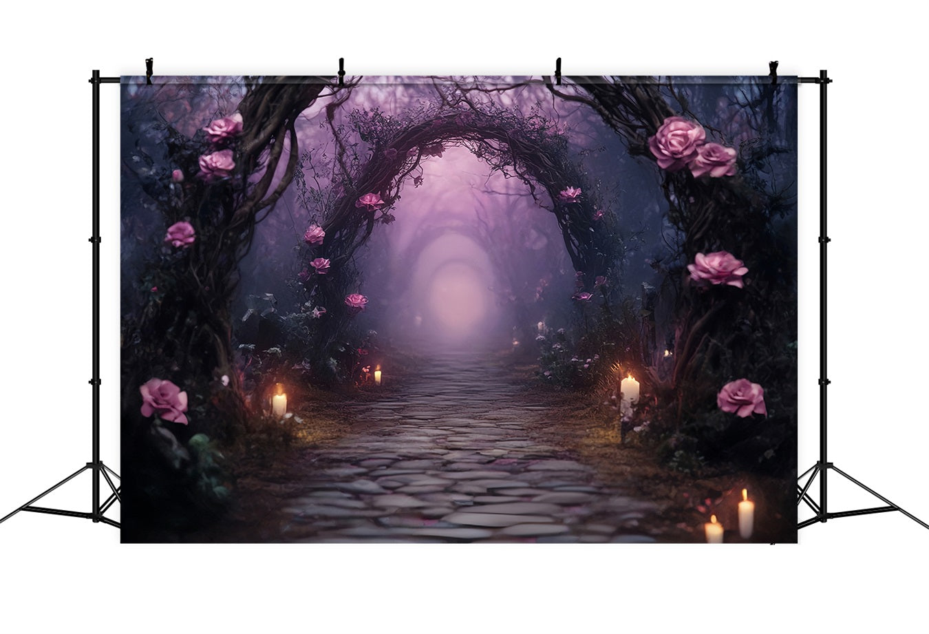 Halloween Verwunschener Rosenbogen mit Kerzenlicht Halloween-Fotohintergrund TWW58-5