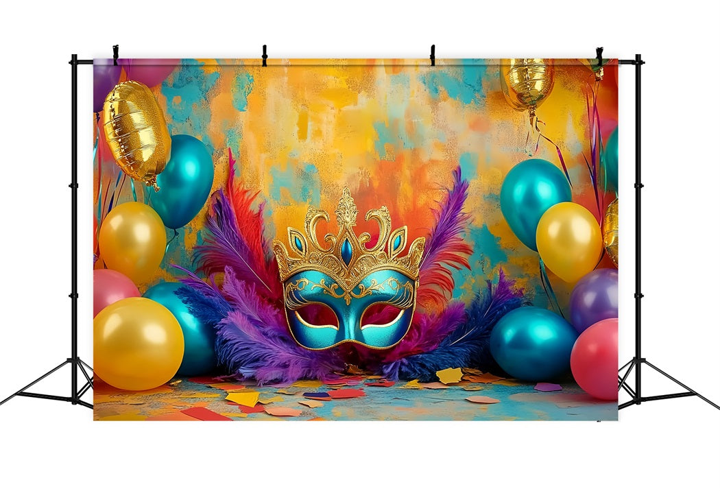 Masken-Karnevals-Fotohintergrund Bunte Masken Ballons Leuchtender Karnevals-Fotohintergrund TWW59-15