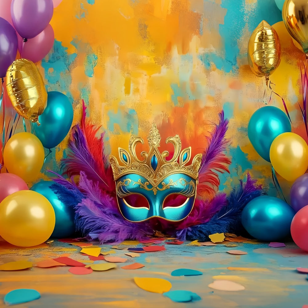 Masken-Karnevals-Fotohintergrund Bunte Masken Ballons Leuchtender Karnevals-Fotohintergrund TWW59-15