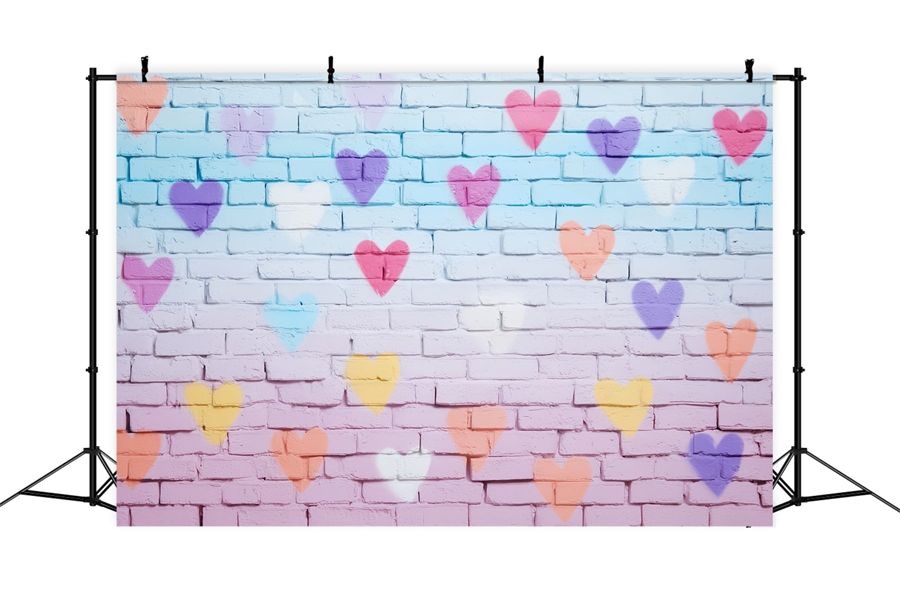 Ziegelstein-Fotohintergrund mit bunten Herzen bemalte Wand Ziegelstein-Fotohintergrund TWW59-164
