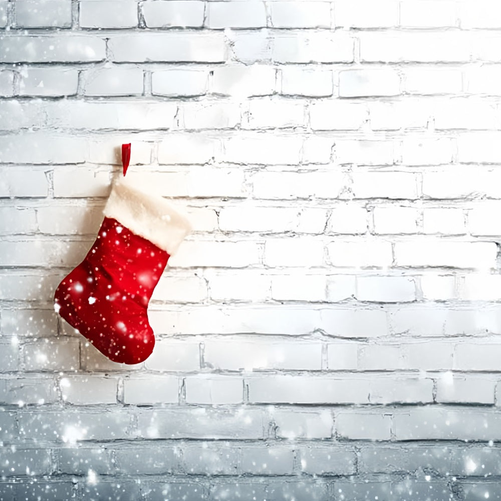 Weißer Ziegelstein-Fotohintergrund Weihnachtsstrümpfe Weißer Ziegelstein-Fotohintergrund TWW59-170