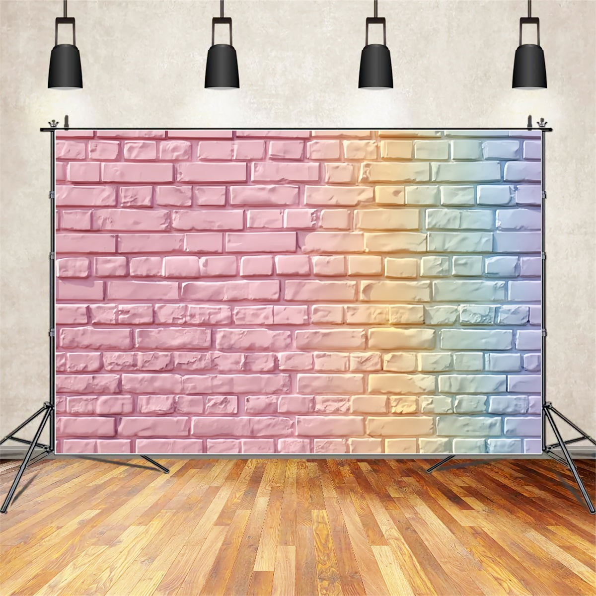 Backsteinwand-Fotohintergrund Pastellfarbener Regenbogen-Farbverlauf Wand-Backstein-Fotohintergrund TWW59-180