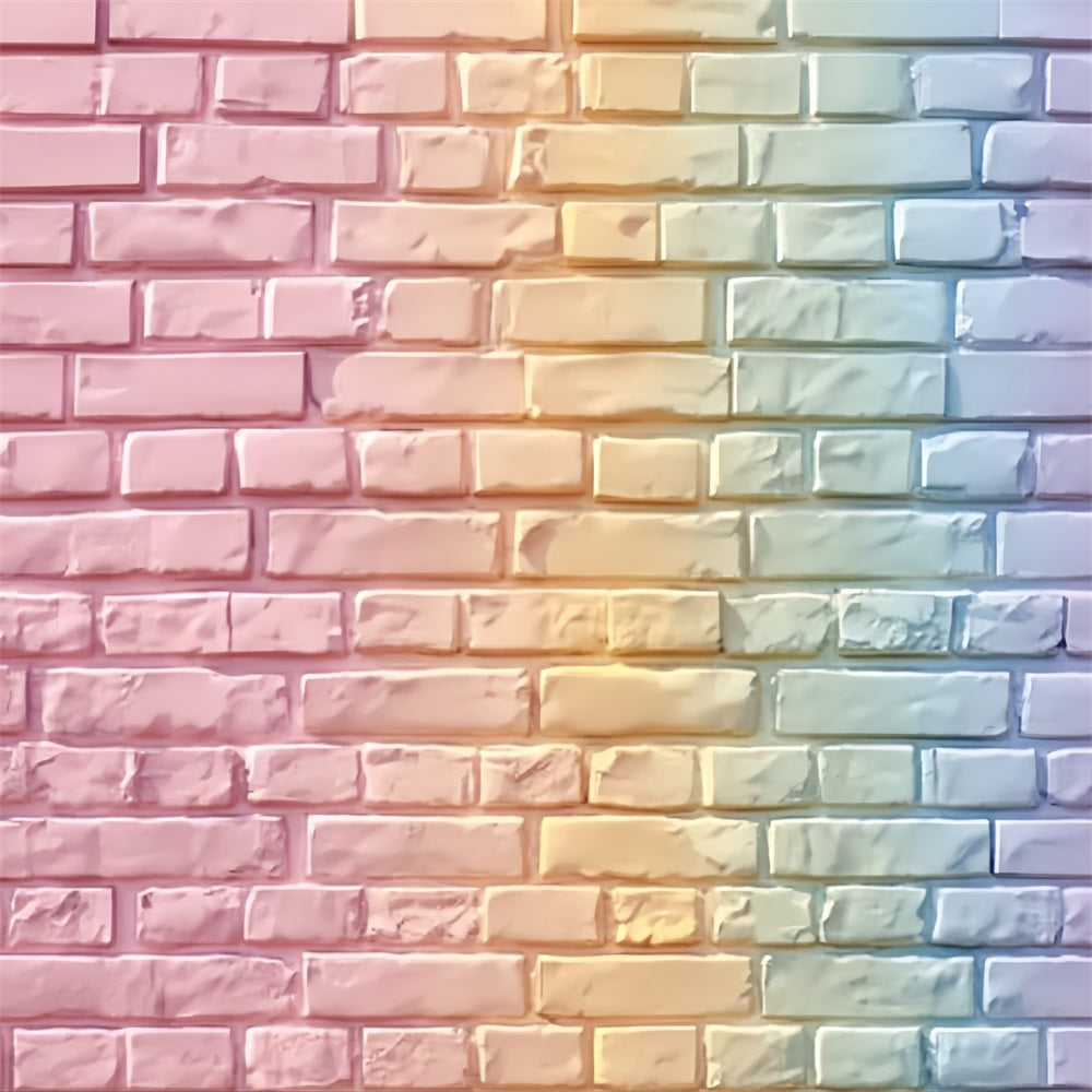 Backsteinwand-Fotohintergrund Pastellfarbener Regenbogen-Farbverlauf Wand-Backstein-Fotohintergrund TWW59-180