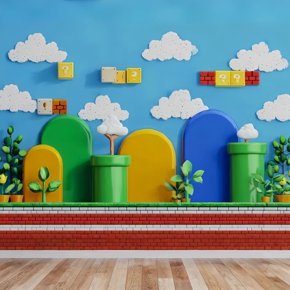 Vorschul-Fotohintergrund Retro-Cartoon-Spielwelt Zurück-zur-Schule-Fotohintergrund TWW59-208