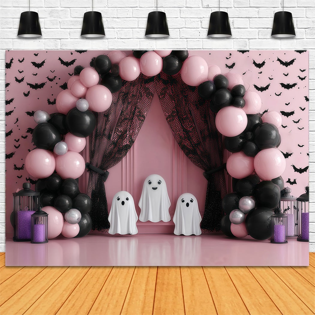 Cake Smash-Fotohintergrund Rosa Geisterballonbogen Smash Cake-Fotohintergrund TWW59-210
