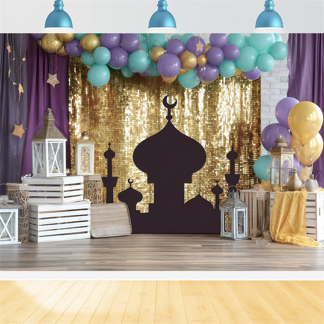 Cake Smash Fotohintergrund Goldene Laternen Palast Glanz Geburtstag Fotohintergrund TWW59-217