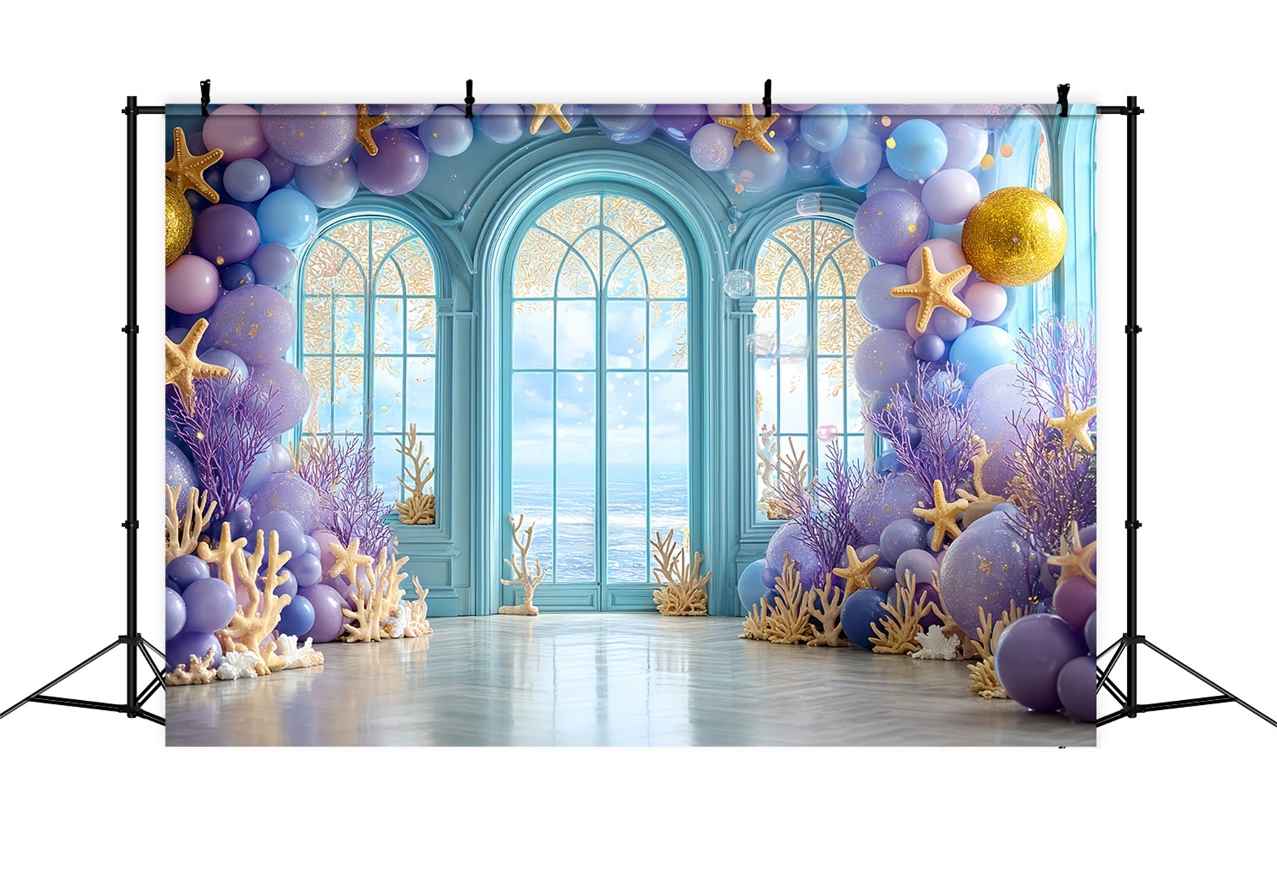 Cake Smash Studiohintergründe Ozean Fenster Korallen Traum Happy Birthday Fotohintergrund TWW59-218