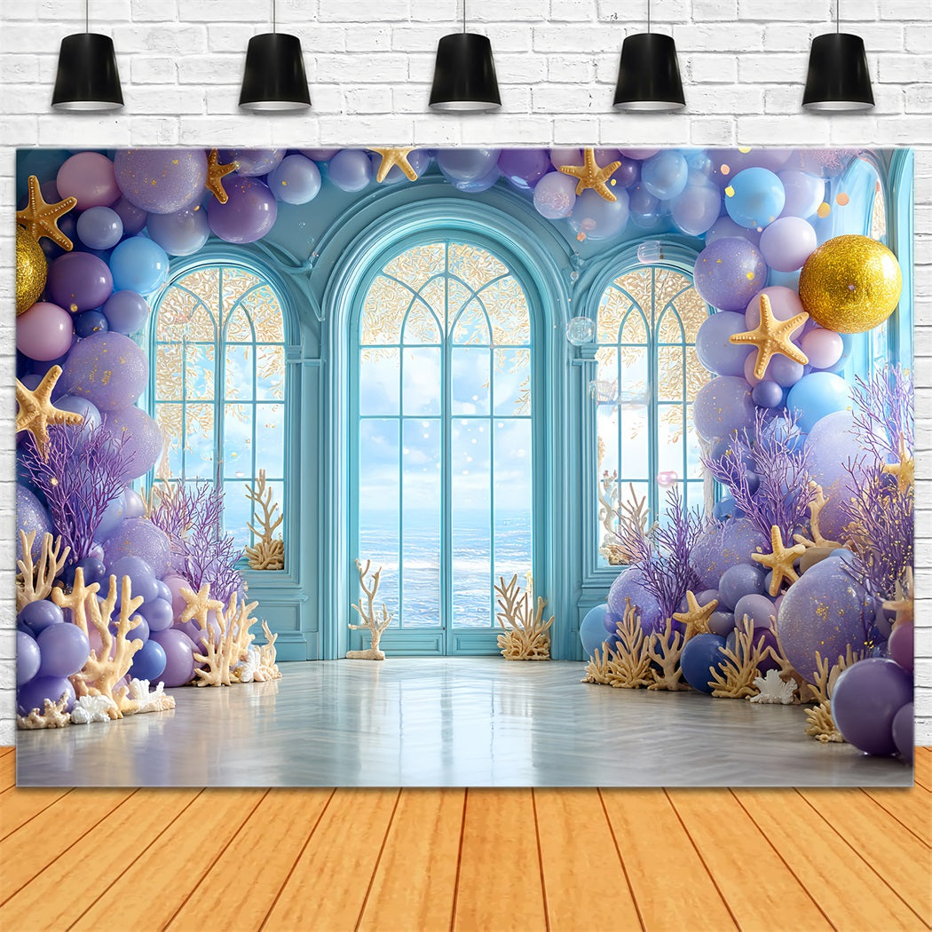 Cake Smash Studiohintergründe Ozean Fenster Korallen Traum Happy Birthday Fotohintergrund TWW59-218