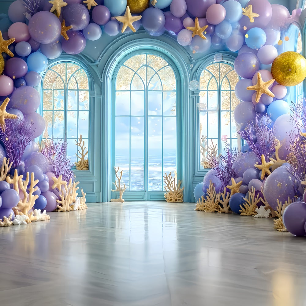 Cake Smash Studiohintergründe Ozean Fenster Korallen Traum Happy Birthday Fotohintergrund TWW59-218