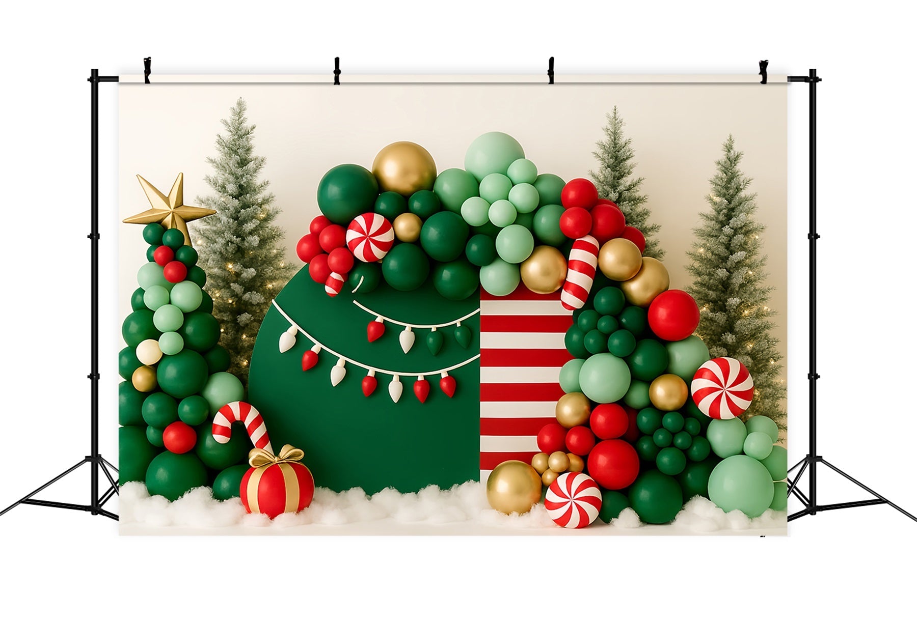 Smash-Cake-Fotohintergrund Weihnachtsbonbons Ballonwald Happy Birthday-Fotohintergrund TWW59-221