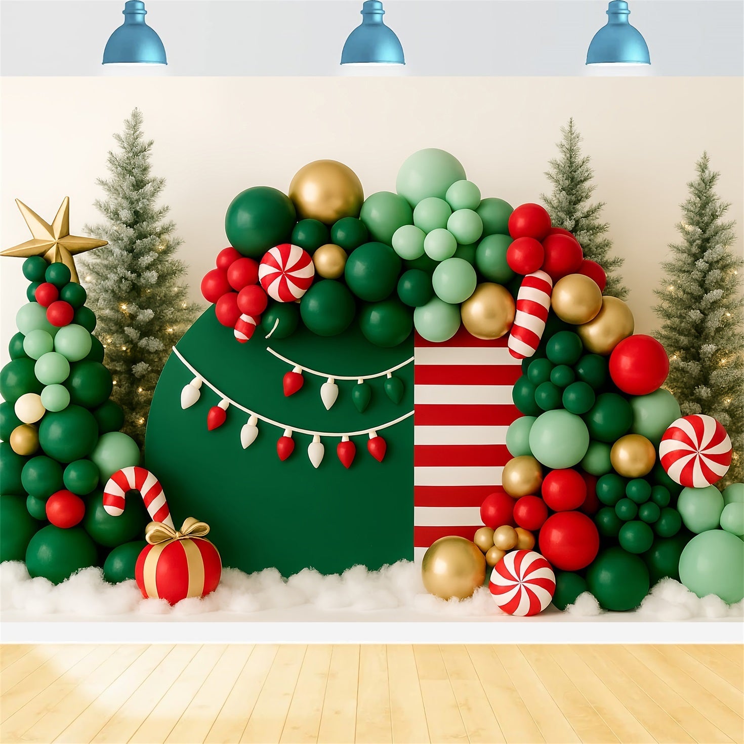Smash-Cake-Fotohintergrund Weihnachtsbonbons Ballonwald Happy Birthday-Fotohintergrund TWW59-221