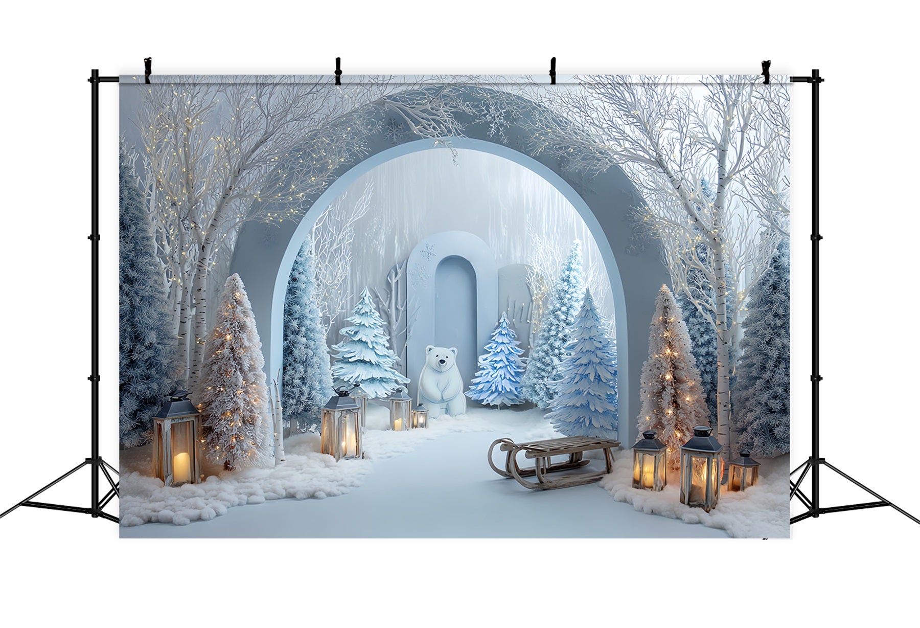 Kuchen-Smash-Studiohintergründe Winterwald Polarwunderland-Fotohintergrund für Geburtstage TWW59-222