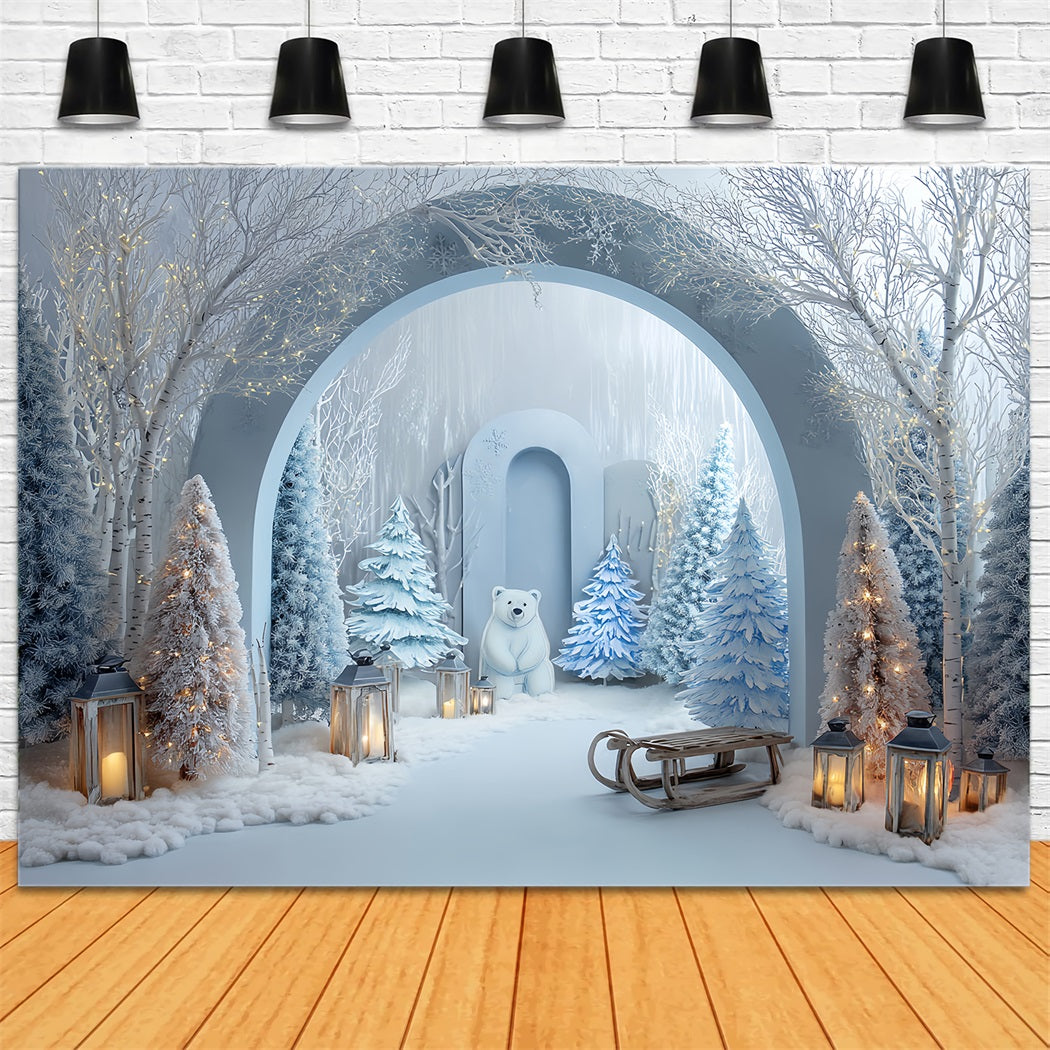 Kuchen-Smash-Studiohintergründe Winterwald Polarwunderland-Fotohintergrund für Geburtstage TWW59-222