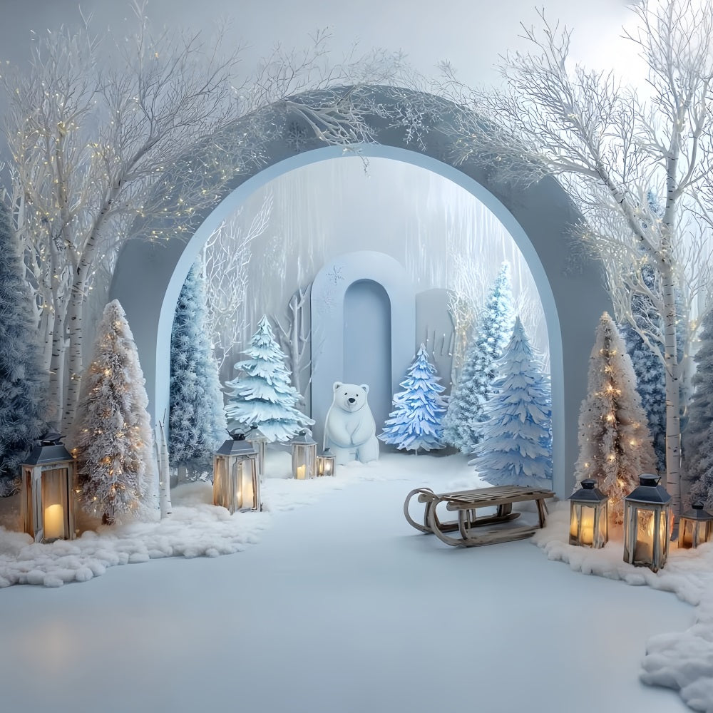 Kuchen-Smash-Studiohintergründe Winterwald Polarwunderland-Fotohintergrund für Geburtstage TWW59-222