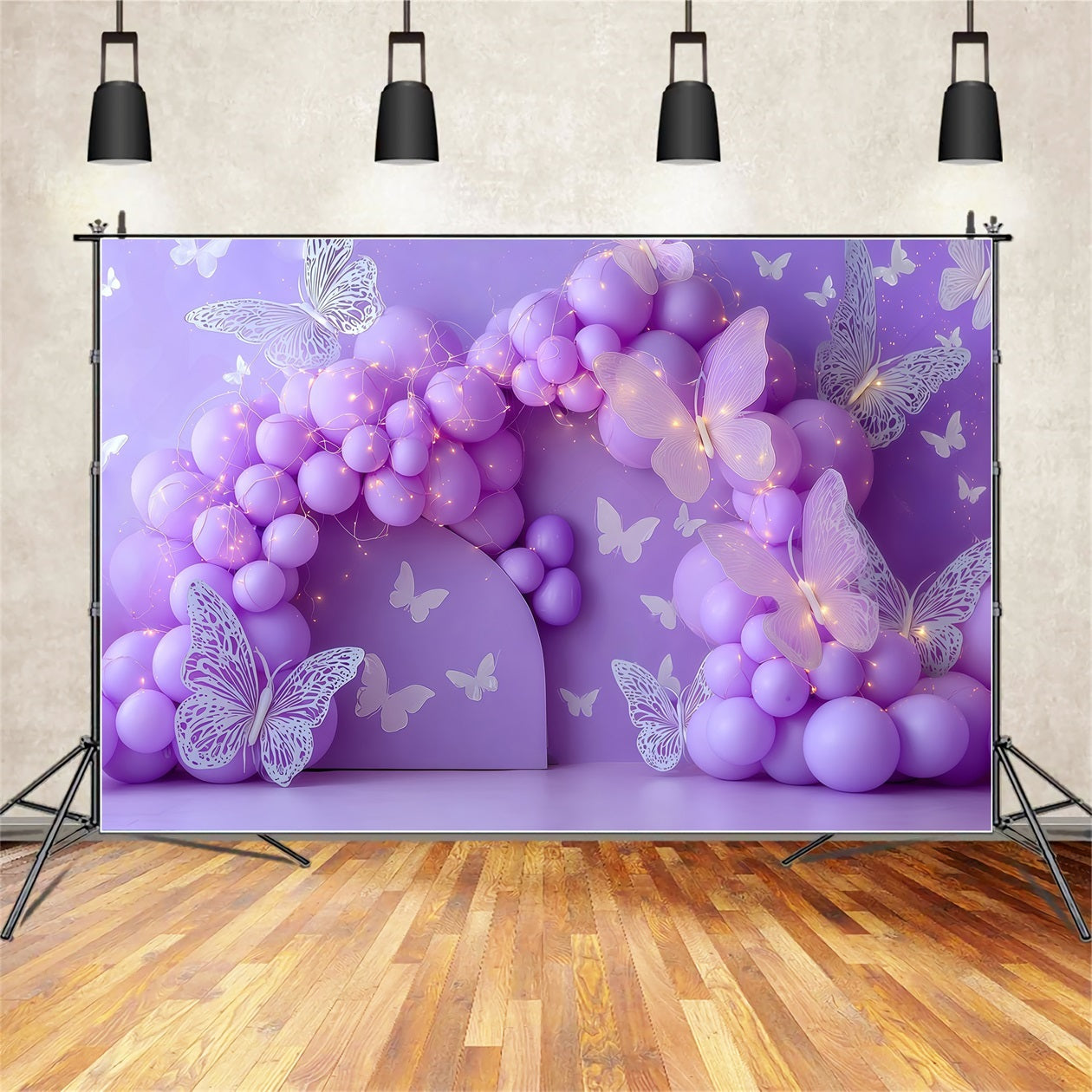 Cake Smash-Studiohintergründe Lavendel Schmetterling Ballon Traum Cake-Fotografie-Studiohintergründe TWW59-224