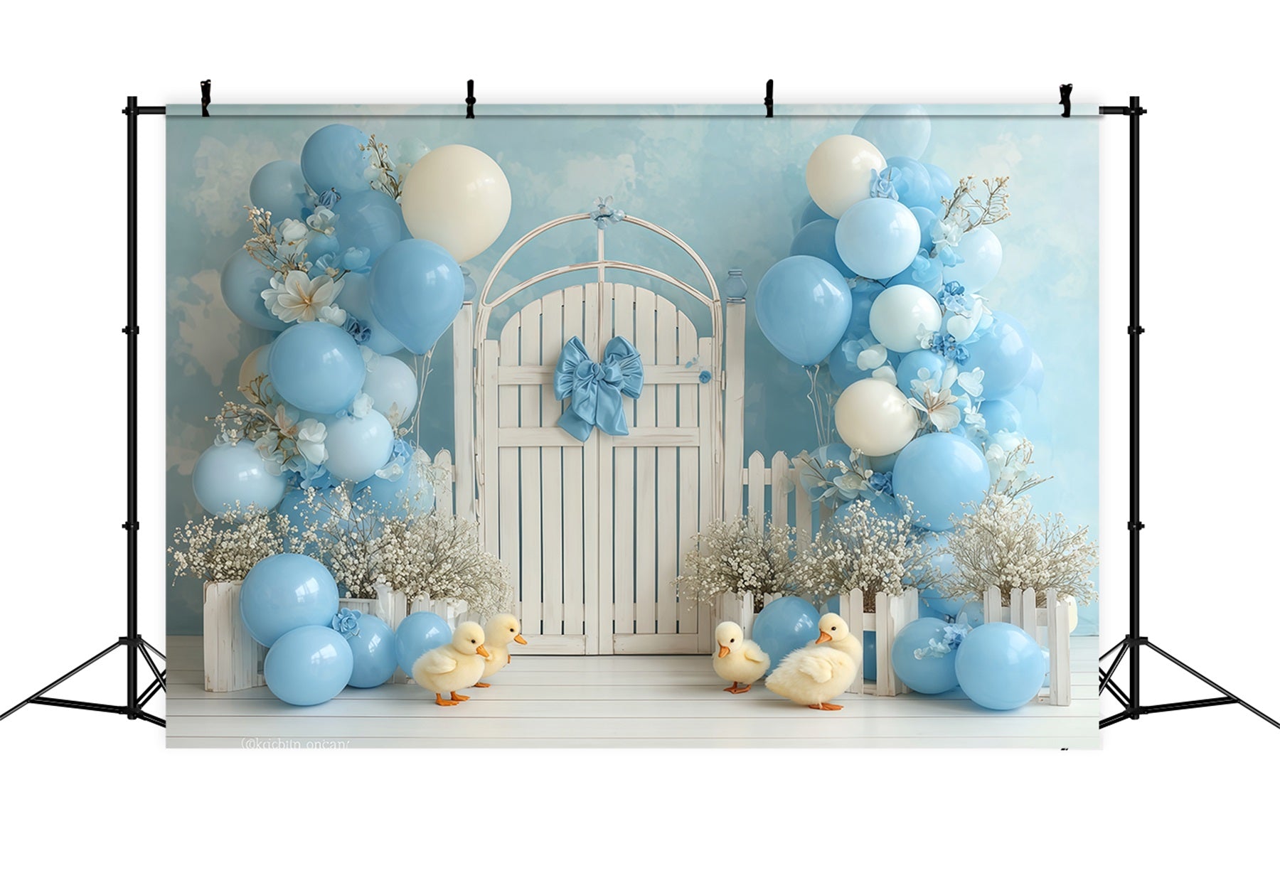 Smash Cake-Fotohintergrund Blaues Entchen Gartentor Cake Smash-Fotografie-Fotohintergrund TWW59-225