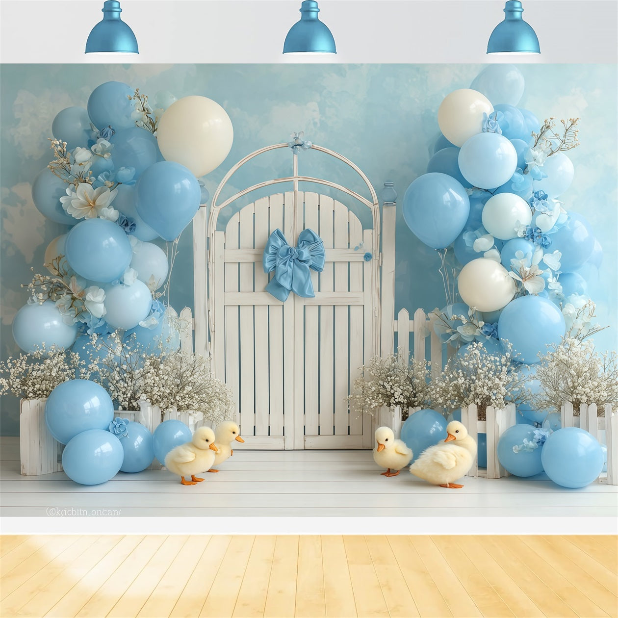 Smash Cake-Fotohintergrund Blaues Entchen Gartentor Cake Smash-Fotografie-Fotohintergrund TWW59-225