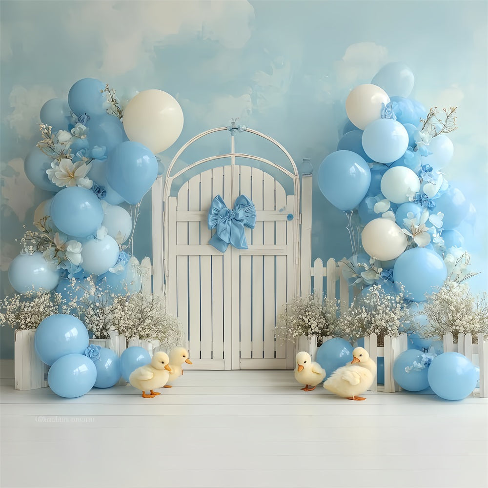 Smash Cake-Fotohintergrund Blaues Entchen Gartentor Cake Smash-Fotografie-Fotohintergrund TWW59-225