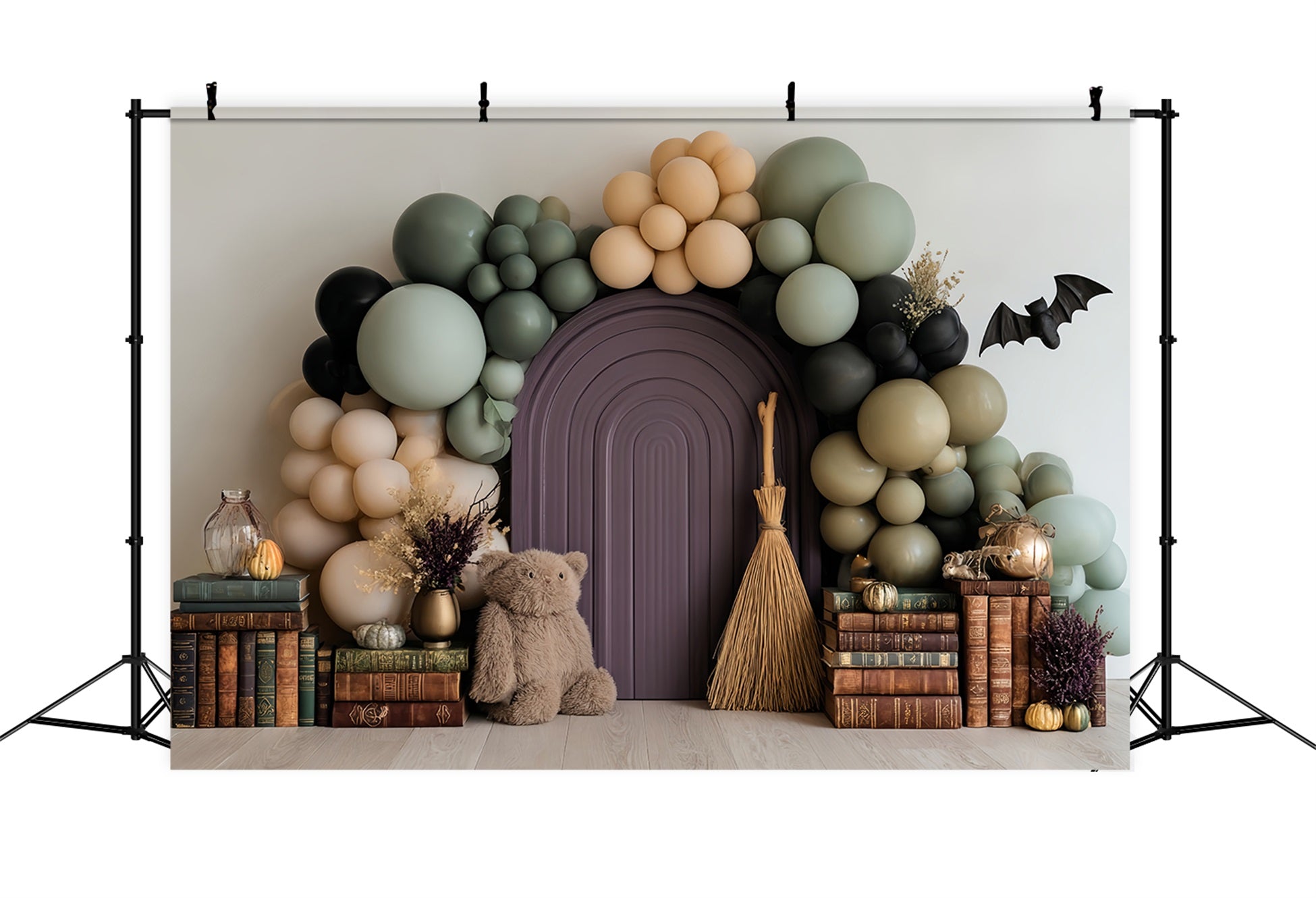 Cake Smash-Fotohintergrund Junge Hexe Teddy Ballon Bibliothek Geburtstag-Fotohintergrund TWW59-226