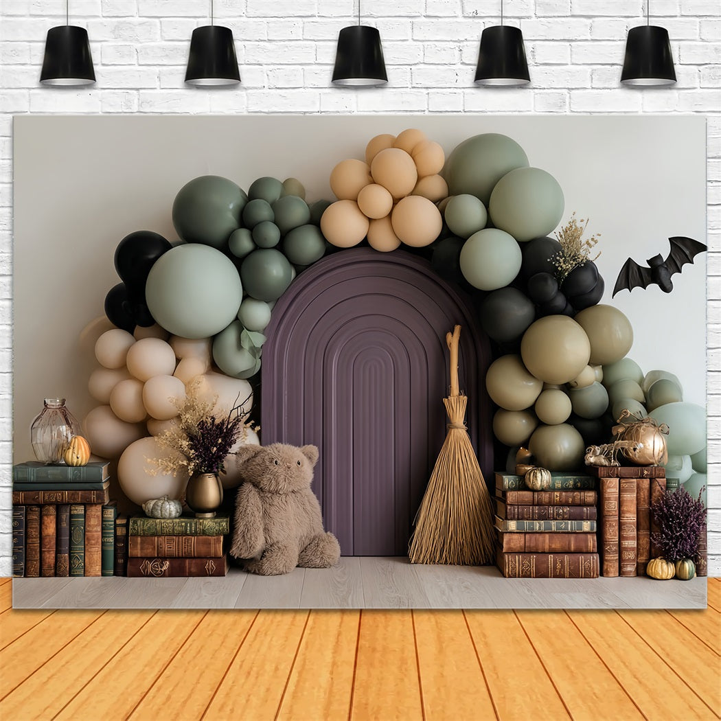 Cake Smash-Fotohintergrund Junge Hexe Teddy Ballon Bibliothek Geburtstag-Fotohintergrund TWW59-226