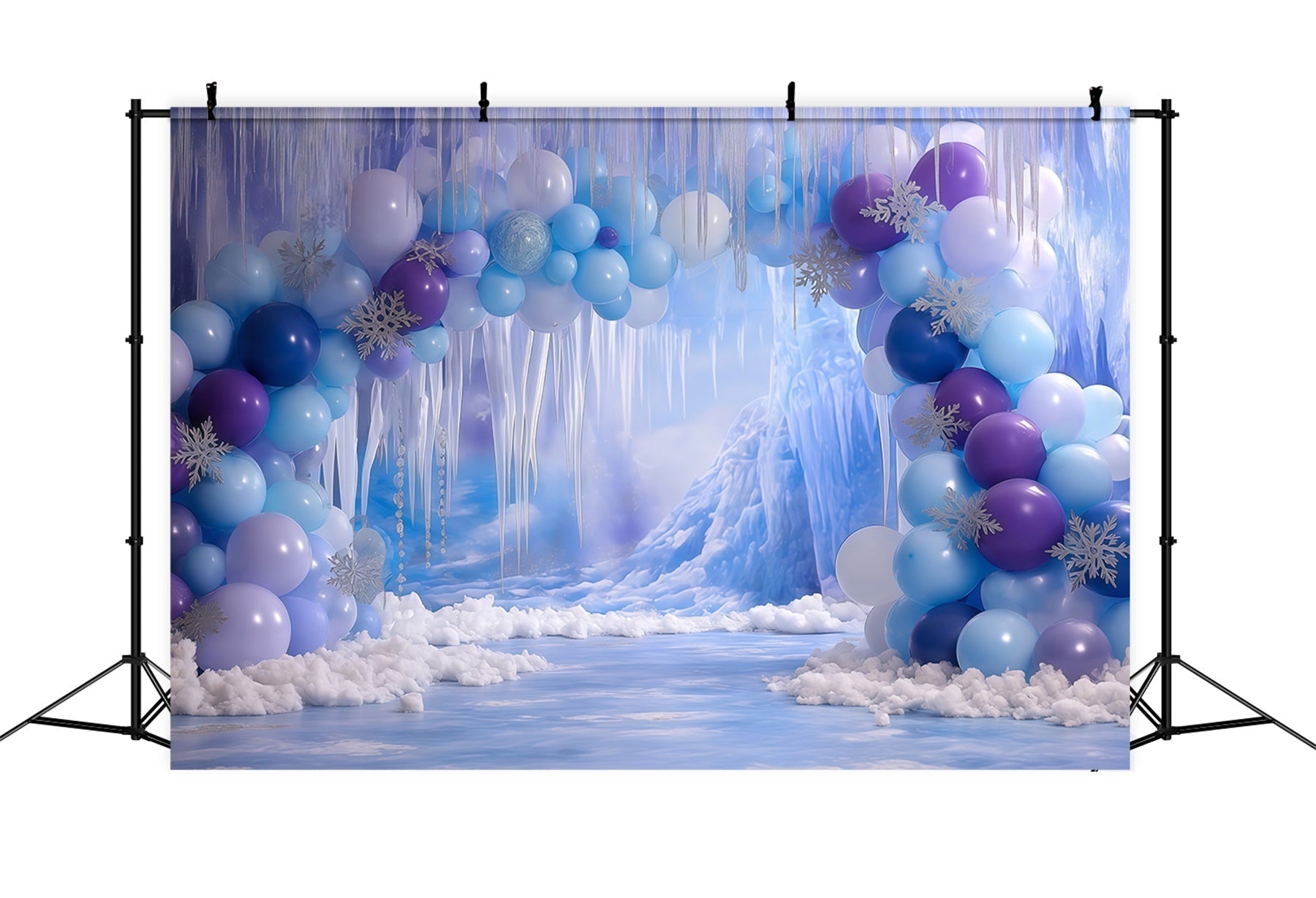 Cake Smash-Fotohintergrund Mädchen Frozen Eishöhle Fantasie Happy Birthday-Fotohintergrund TWW59-227