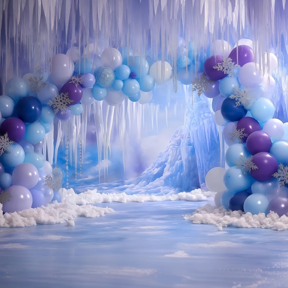 Cake Smash-Fotohintergrund Mädchen Frozen Eishöhle Fantasie Happy Birthday-Fotohintergrund TWW59-227