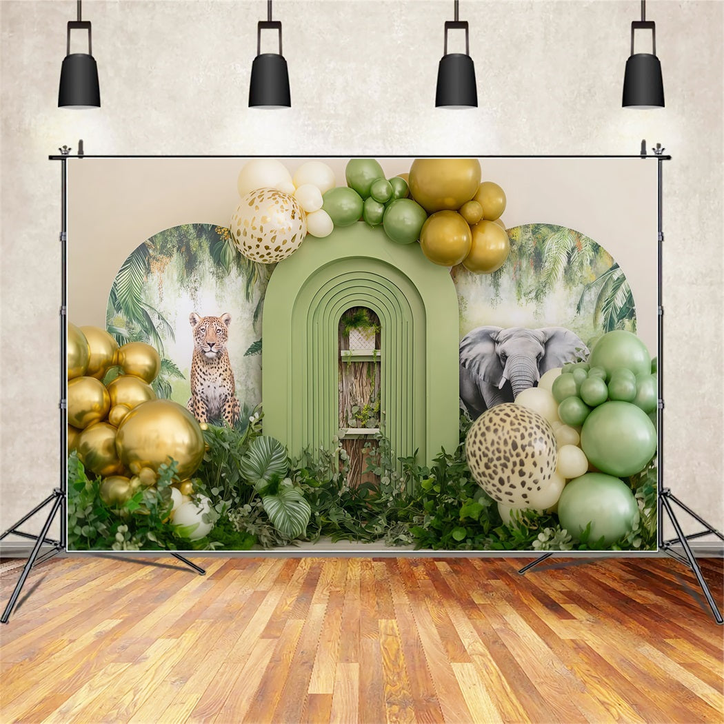 Kuchenfotografie-Studiohintergründe Safari Dschungel Ballon Abenteuer Cake Smash-Fotohintergrund TWW59-228