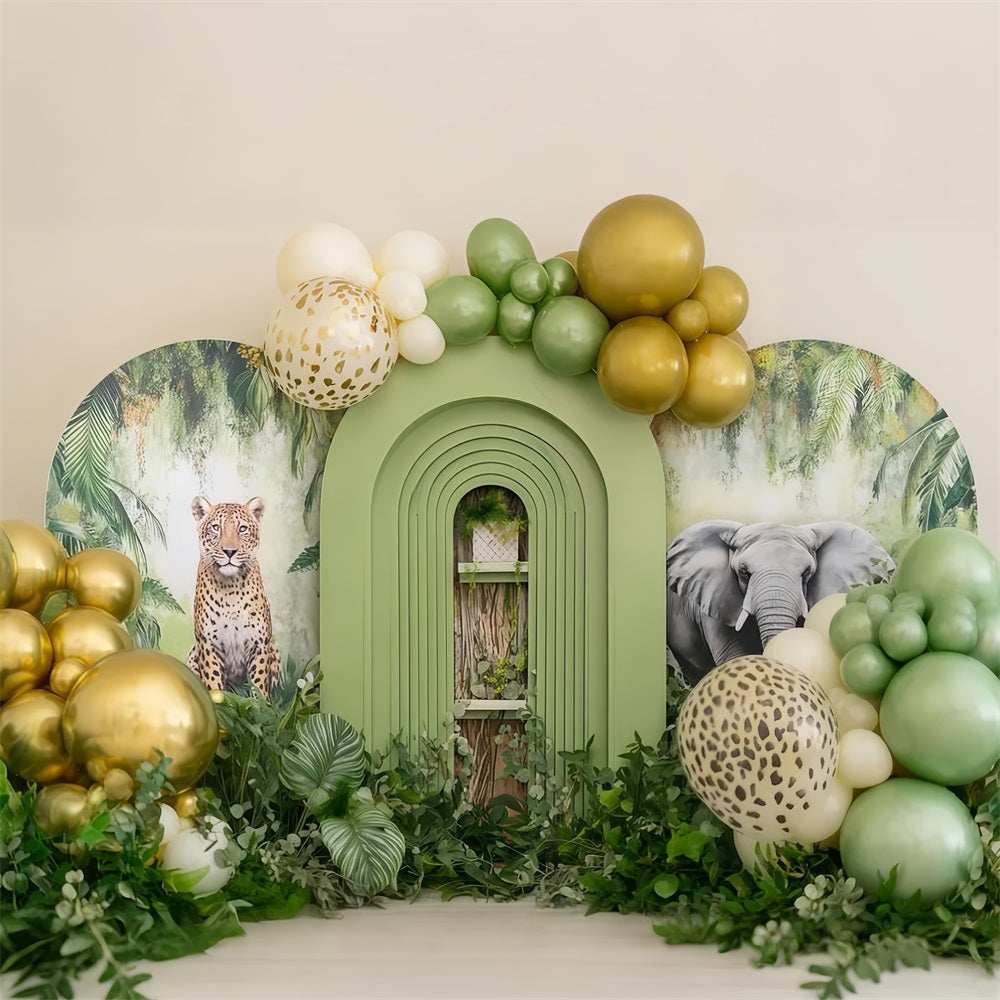 Kuchenfotografie-Studiohintergründe Safari Dschungel Ballon Abenteuer Cake Smash-Fotohintergrund TWW59-228